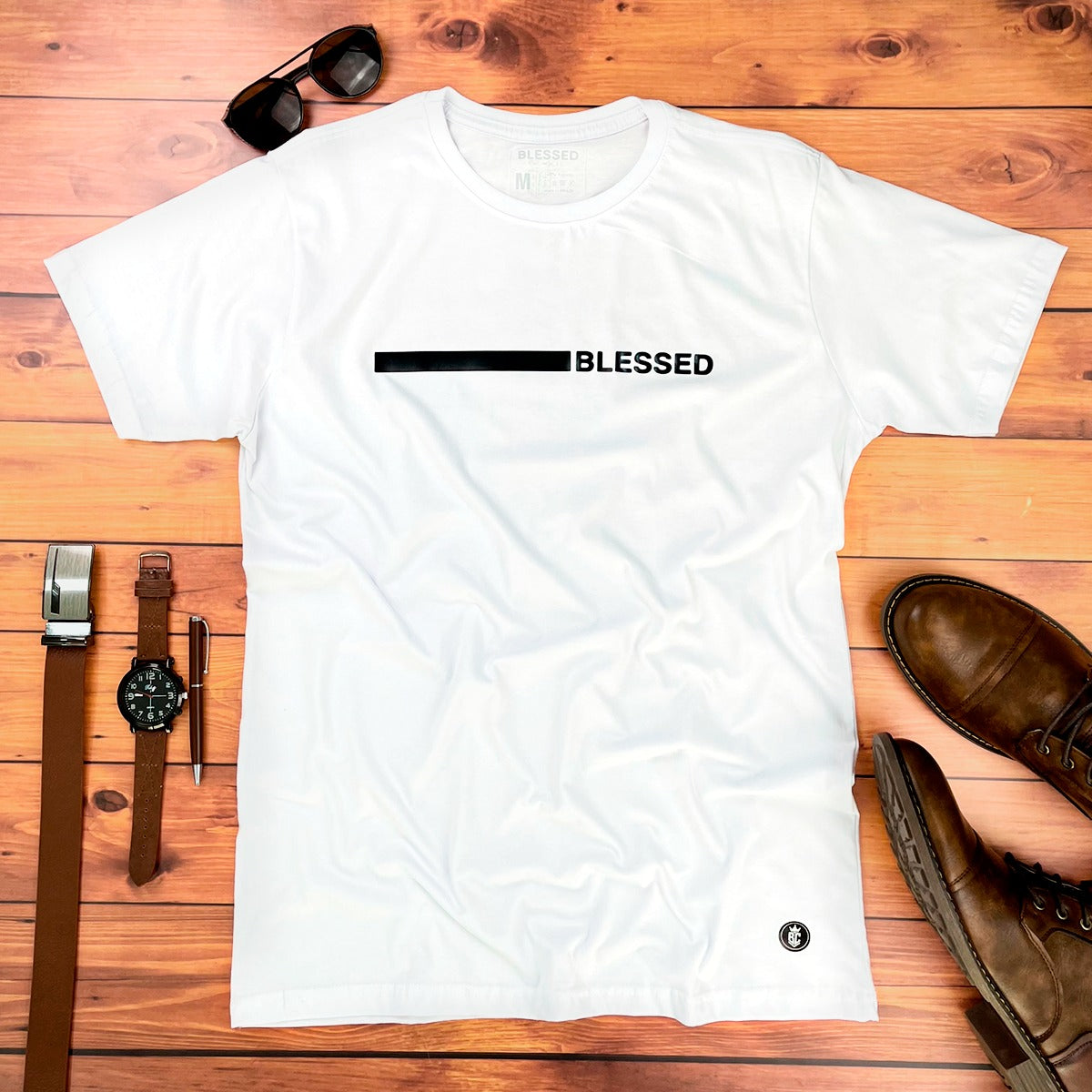 Camiseta Masculina Branca Blessed